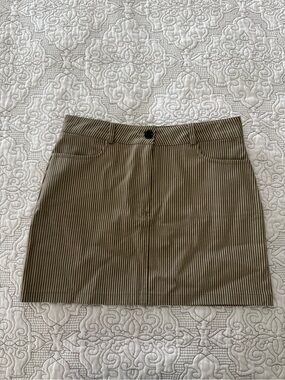 D. Closet (made in korea) Tan and White Pinstripe Mini Skirt